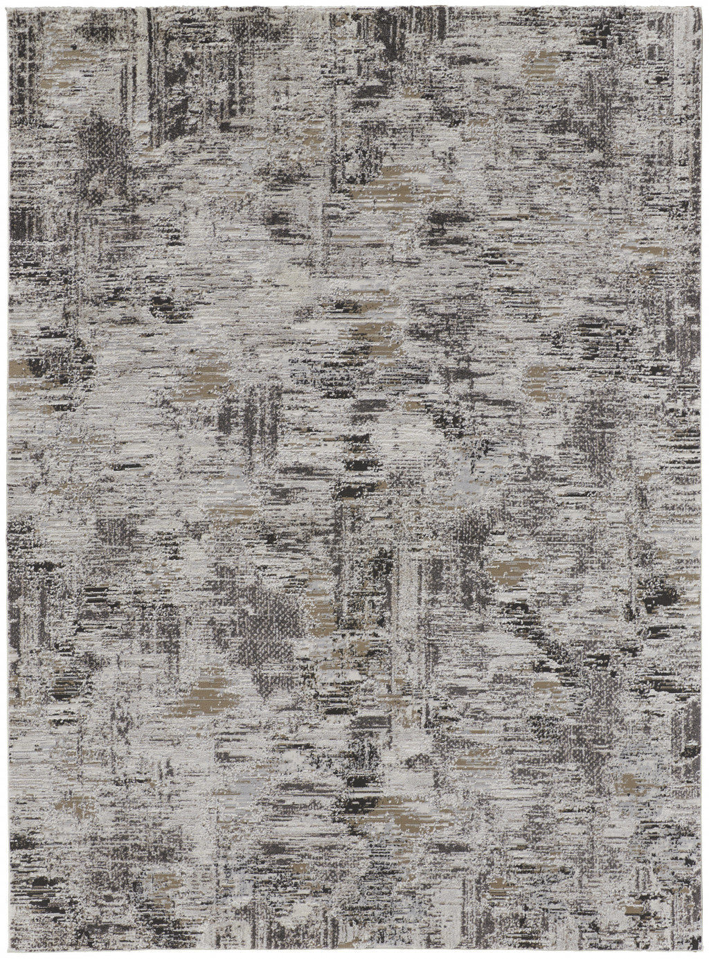 9' X 12' Gray and Ivory Abstract Power Loom Distressed Area Rug