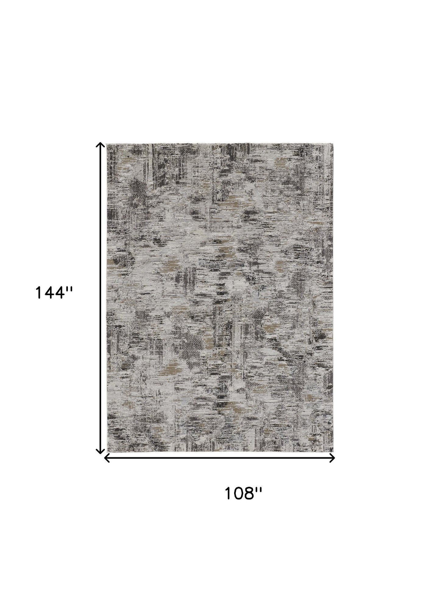 9' X 12' Gray and Ivory Abstract Power Loom Distressed Area Rug