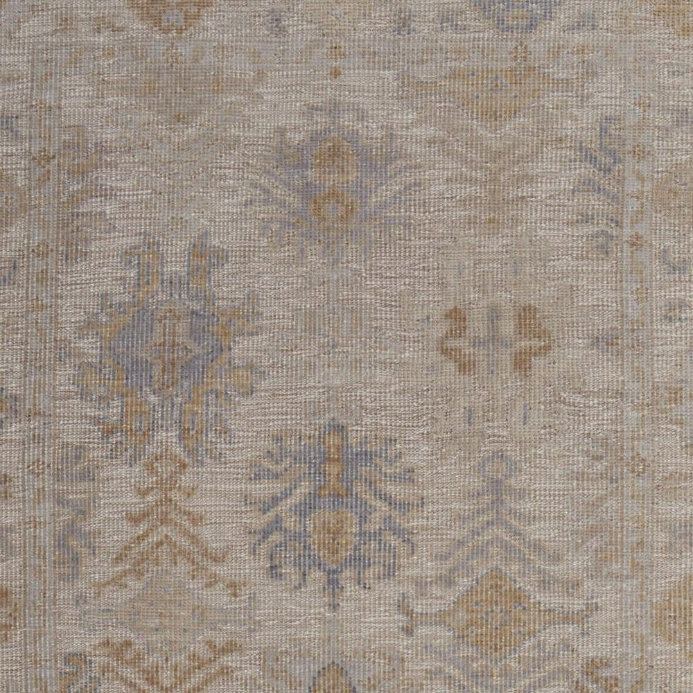 8' X 10' Ivory Tan And Blue Floral Hand Knotted Area Rug HomeRoots