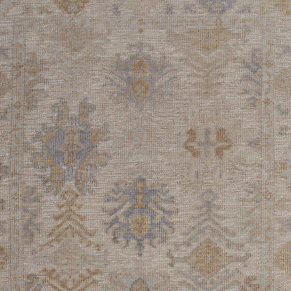 8' X 10' Ivory Tan And Blue Floral Hand Knotted Area Rug HomeRoots