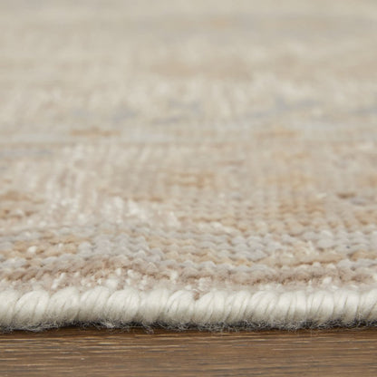 8' X 10' Ivory Tan And Blue Floral Hand Knotted Area Rug HomeRoots