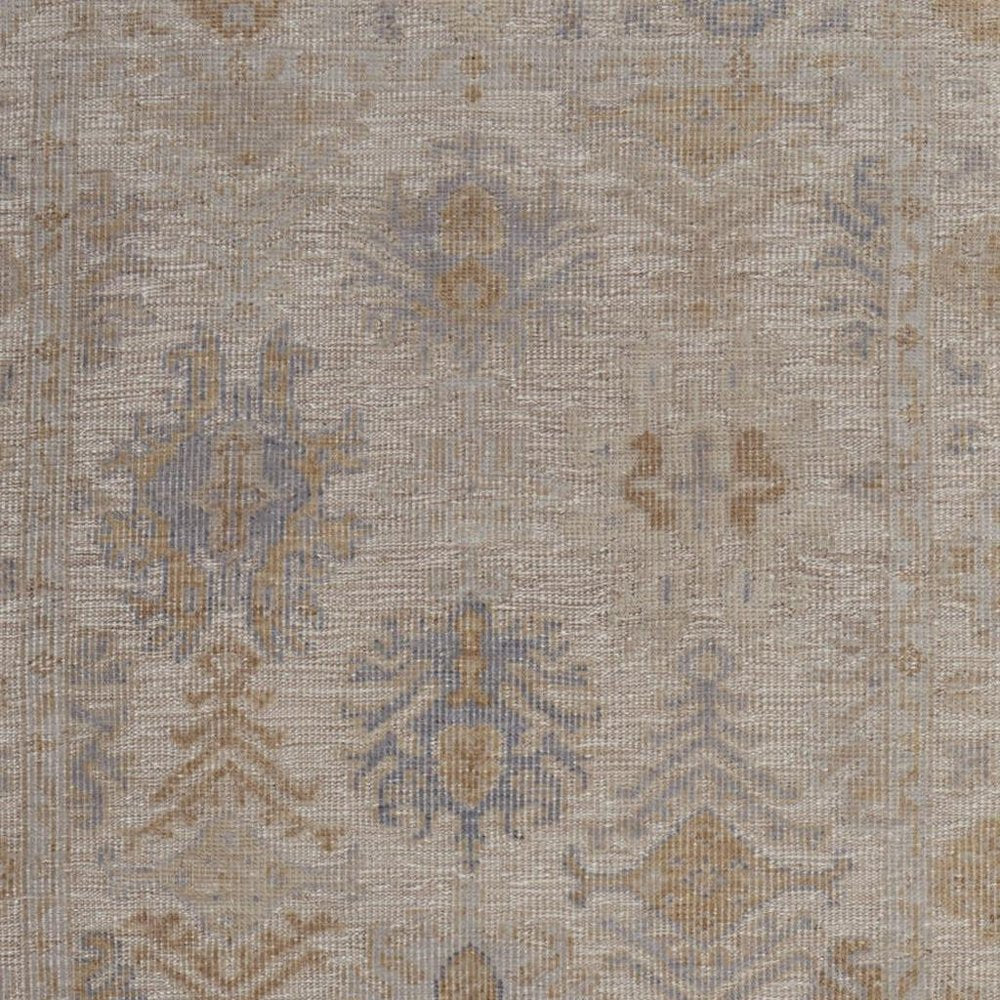 8' X 10' Ivory Tan And Blue Floral Hand Knotted Area Rug — view 13