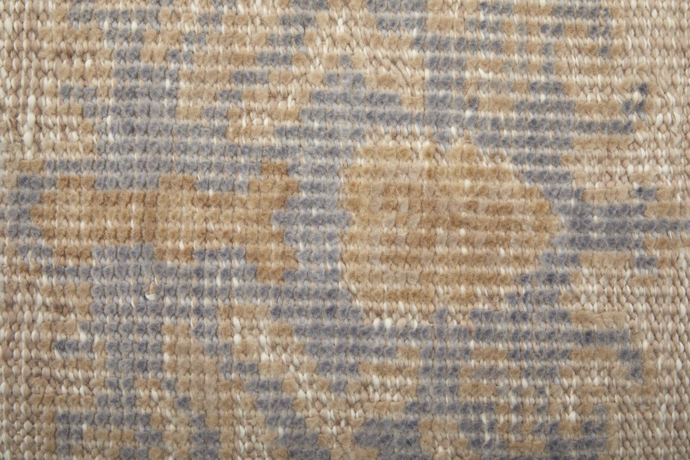 8' X 10' Ivory Tan And Blue Floral Hand Knotted Area Rug HomeRoots