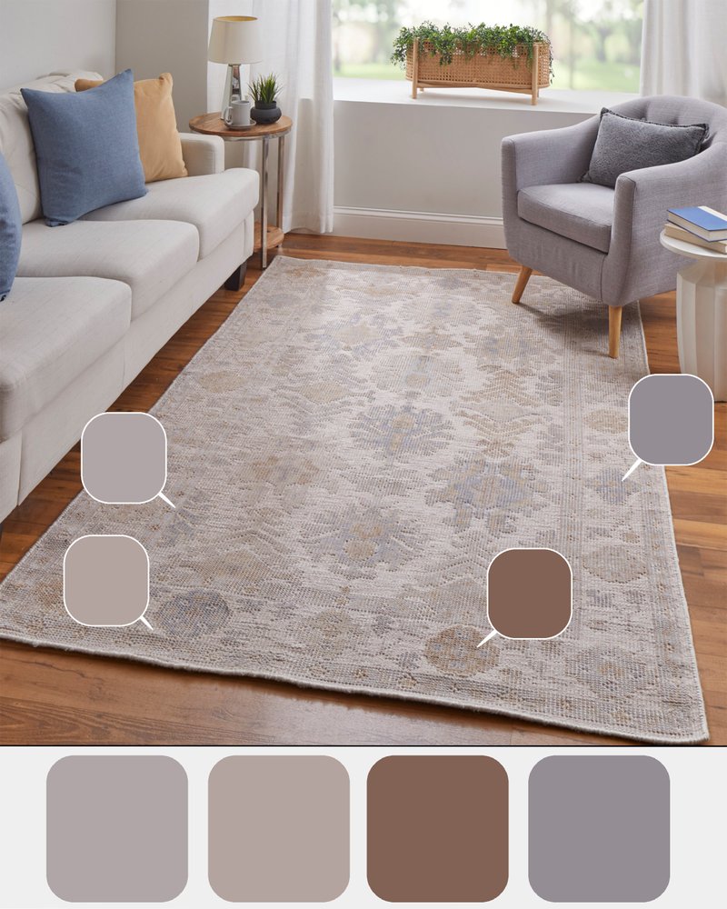 8' X 10' Ivory Tan And Blue Floral Hand Knotted Area Rug — view 48