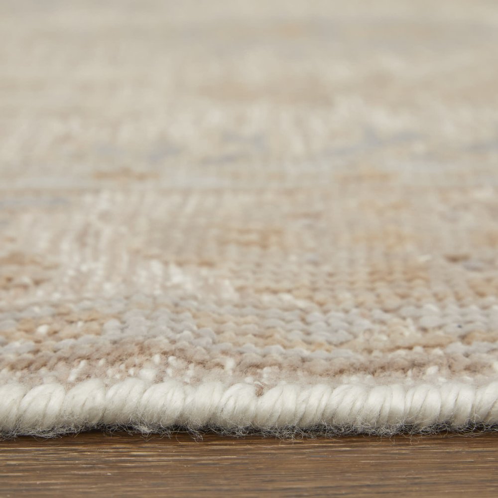 8' X 10' Ivory Tan And Blue Floral Hand Knotted Area Rug HomeRoots