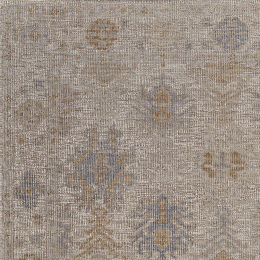 8' X 10' Ivory Tan And Blue Floral Hand Knotted Area Rug HomeRoots