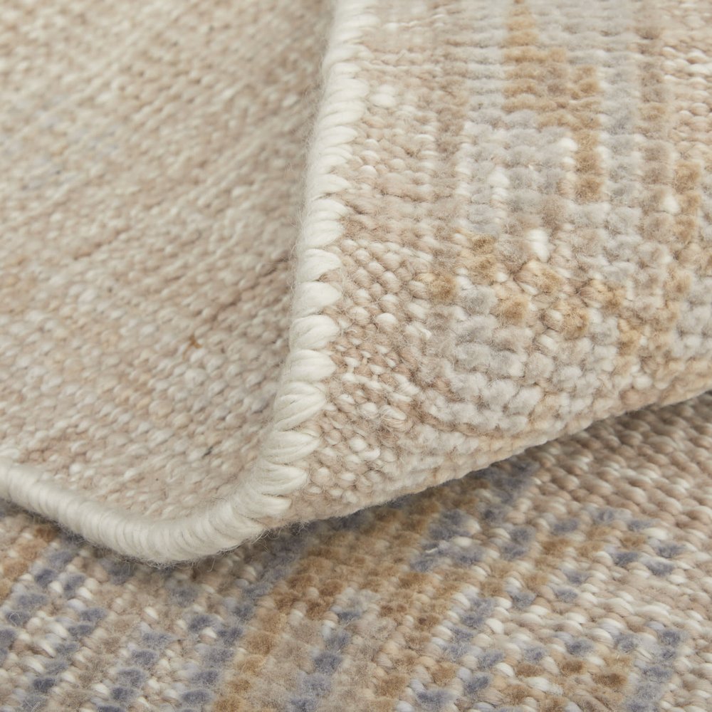 8' X 10' Ivory Tan And Blue Floral Hand Knotted Area Rug HomeRoots