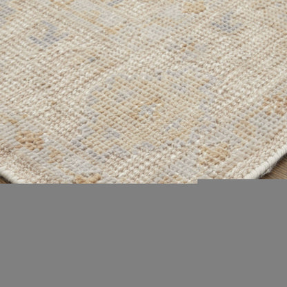 8' X 10' Ivory Tan And Blue Floral Hand Knotted Area Rug HomeRoots