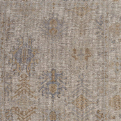 8' X 10' Ivory Tan And Blue Floral Hand Knotted Area Rug HomeRoots