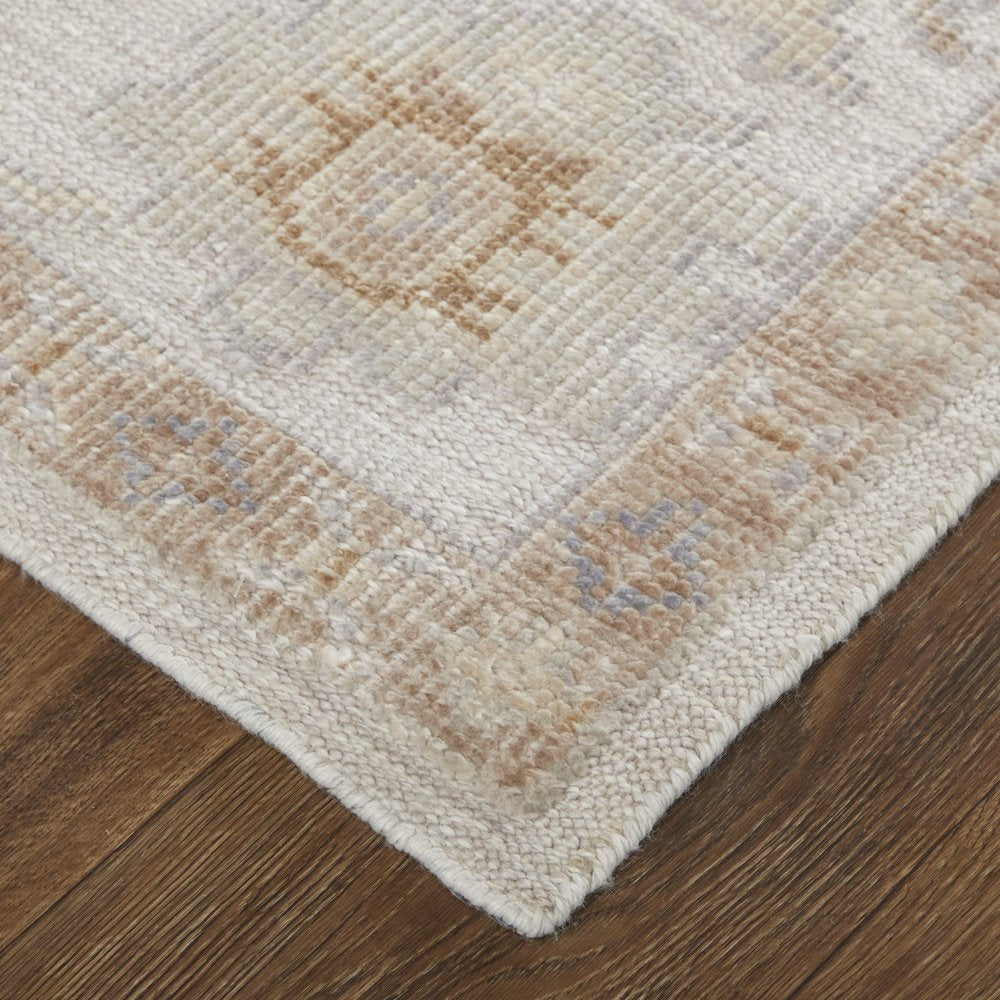 4' X 6' Orange and Ivory Floral Hand Knotted Area Rug HomeRoots