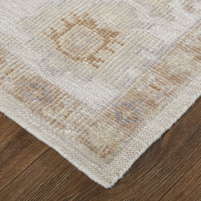 4' X 6' Orange and Ivory Floral Hand Knotted Area Rug HomeRoots