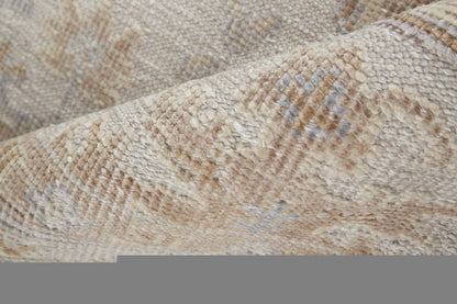 4' X 6' Orange and Ivory Floral Hand Knotted Area Rug HomeRoots