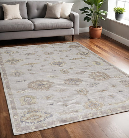 4' X 6' Orange and Ivory Floral Hand Knotted Area Rug HomeRoots