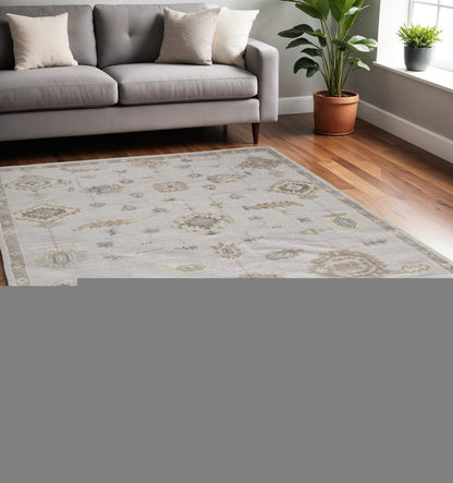 4' X 6' Orange and Ivory Floral Hand Knotted Area Rug HomeRoots