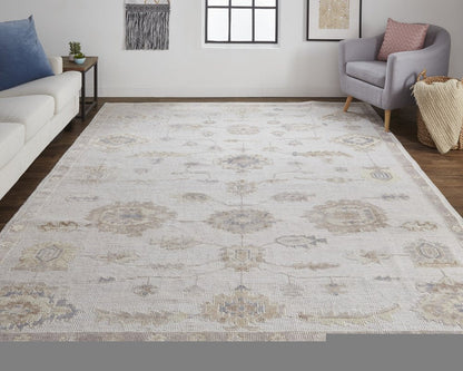 4' X 6' Orange and Ivory Floral Hand Knotted Area Rug HomeRoots