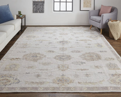 4' X 6' Orange and Ivory Floral Hand Knotted Area Rug HomeRoots