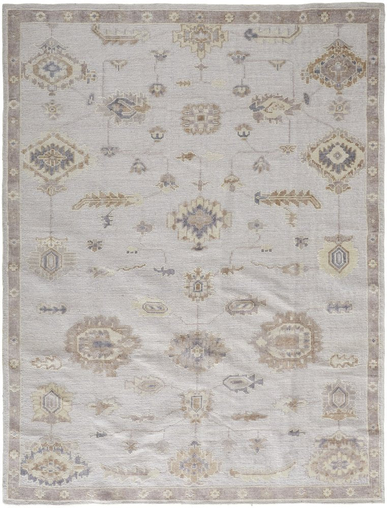 4' X 6' Orange and Ivory Floral Hand Knotted Area Rug — view 38