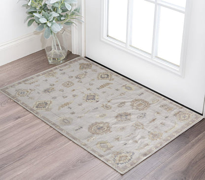 4' X 6' Orange and Ivory Floral Hand Knotted Area Rug HomeRoots