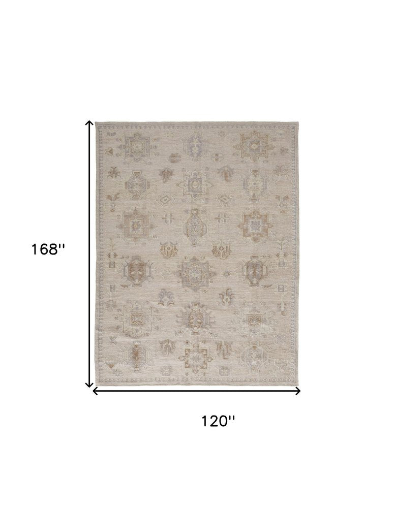 4' X 6' Tan and Brown Floral Hand Knotted Area Rug HomeRoots