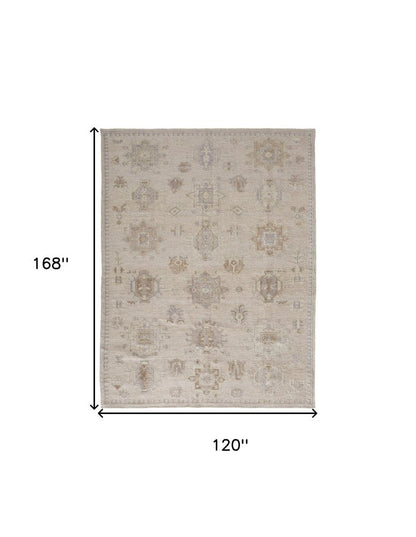 4' X 6' Tan and Brown Floral Hand Knotted Area Rug HomeRoots
