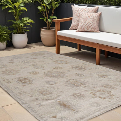 4' X 6' Tan and Brown Floral Hand Knotted Area Rug HomeRoots