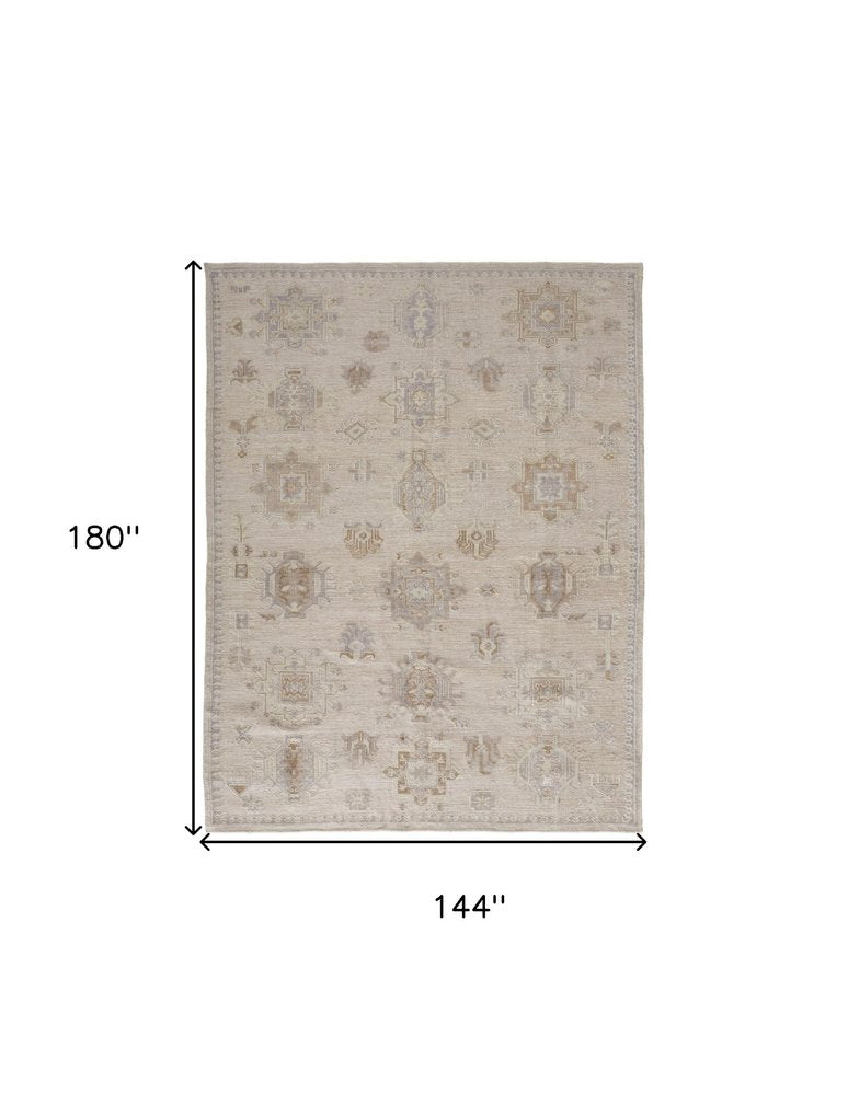 4' X 6' Tan and Brown Floral Hand Knotted Area Rug HomeRoots