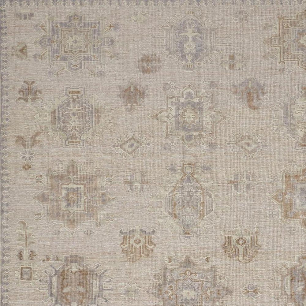 4' X 6' Tan and Brown Floral Hand Knotted Area Rug HomeRoots