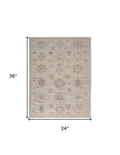4' X 6' Tan and Brown Floral Hand Knotted Area Rug HomeRoots
