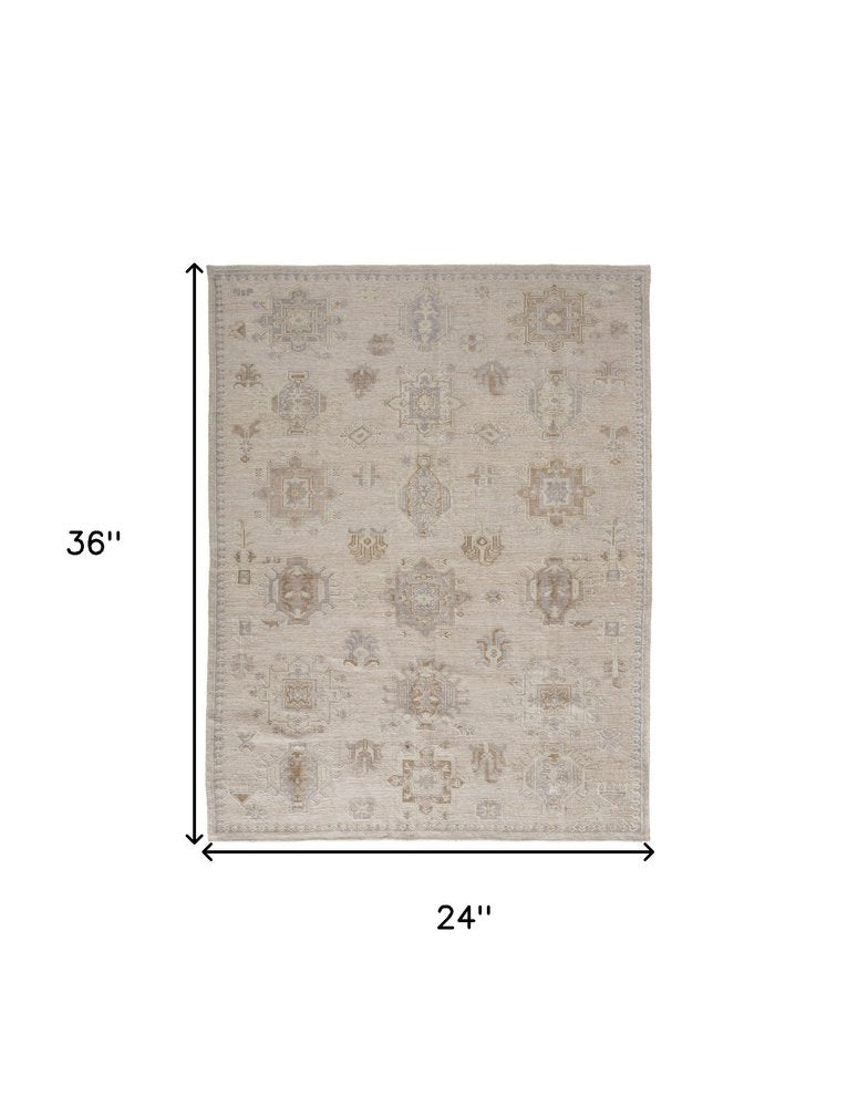 4' X 6' Tan and Brown Floral Hand Knotted Area Rug HomeRoots