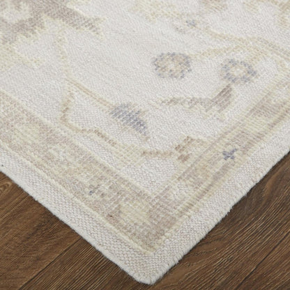 4' X 6' Tan Ivory And Orange Floral Hand Knotted Stain Resistant Area Rug HomeRoots