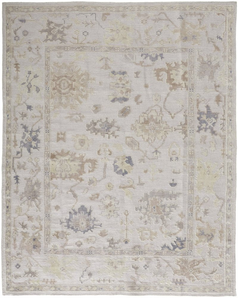 4' X 6' Tan Ivory And Orange Floral Hand Knotted Stain Resistant Area Rug — view 4