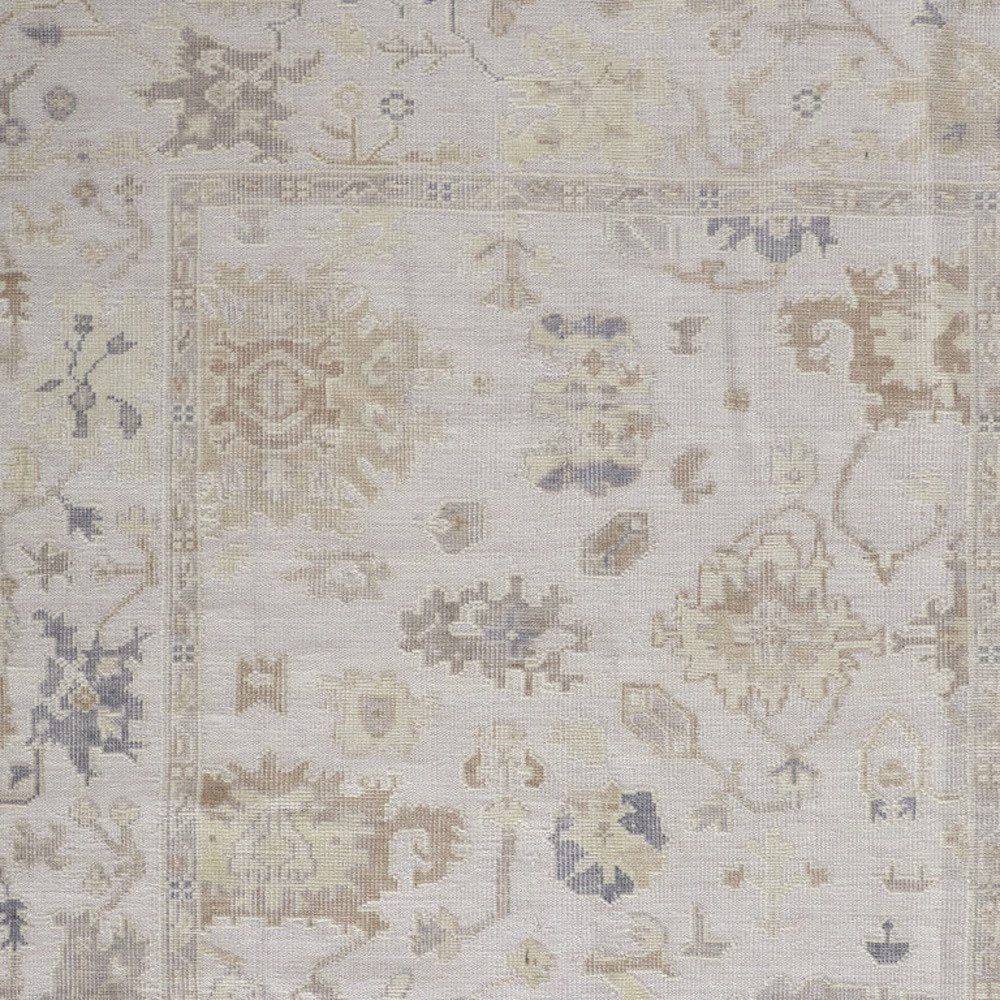 4' X 6' Tan Ivory And Orange Floral Hand Knotted Stain Resistant Area Rug HomeRoots