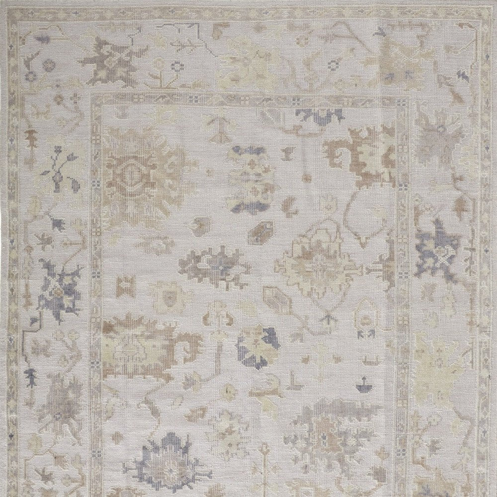8' X 10' Tan Ivory And Orange Floral Hand Knotted Stain Resistant Area Rug — view 13