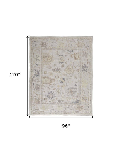 4' X 6' Tan Ivory And Orange Floral Hand Knotted Stain Resistant Area Rug HomeRoots