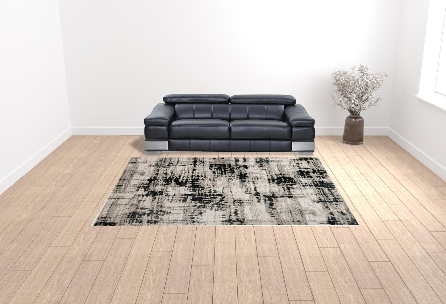 9' X 12' Black White And Gray Area Rug - 110.0" (H) x 144.0" (W) x 0.39" (D)