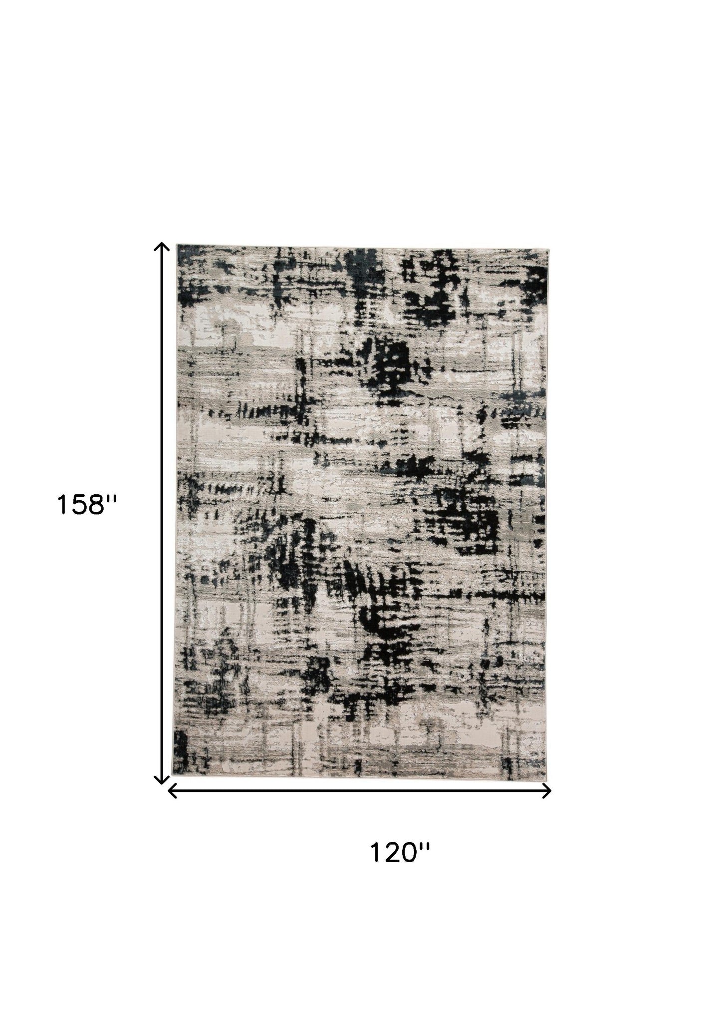 10' X 13' Black White And Gray Stain Resistant Area Rug - 32.0" (L) x 180.0" (W) x 0.6" (H)