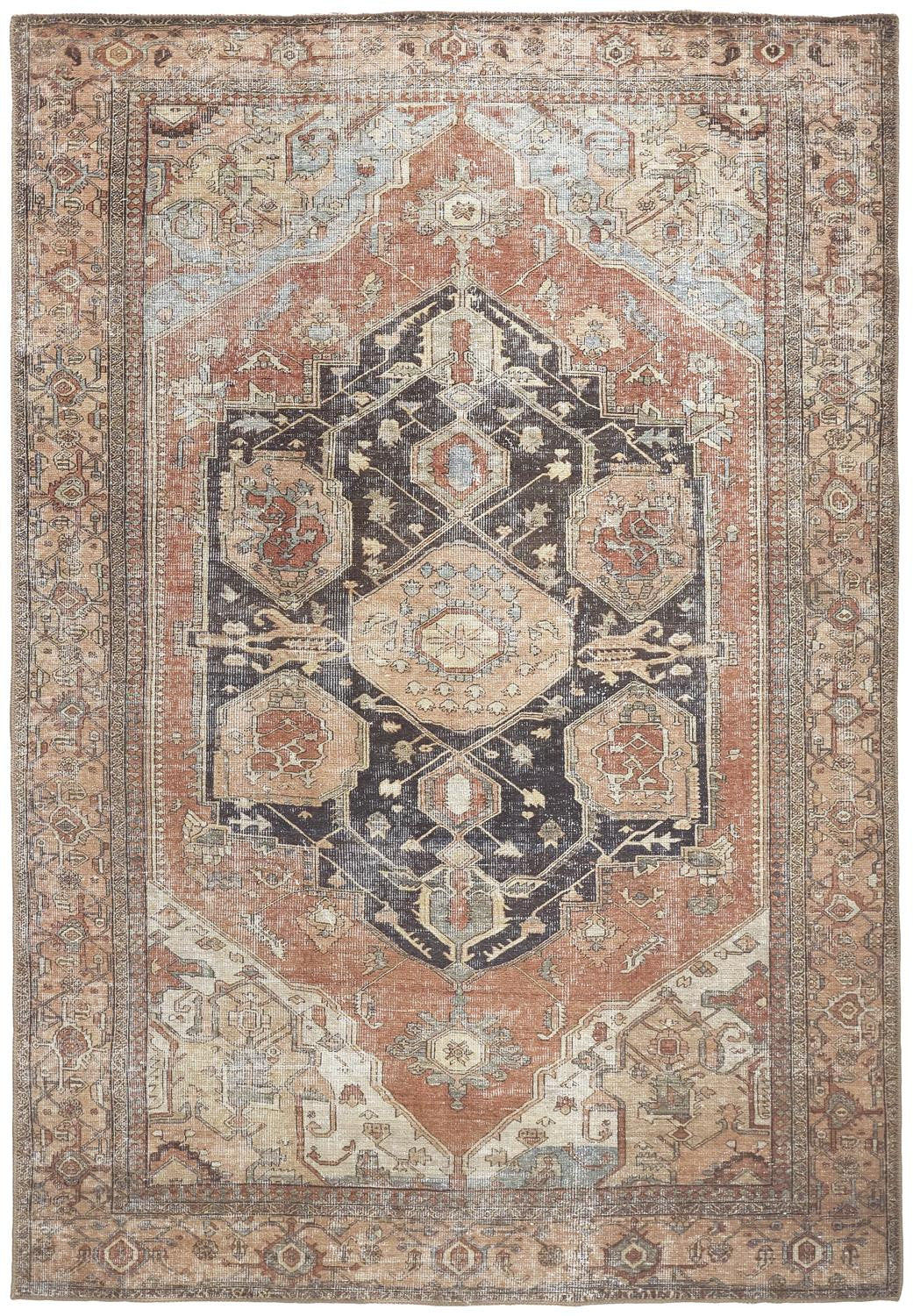 9' X 12' Orange Brown And Taupe Abstract Area Rug - 110.0" (H) x 144.0" (W) x 0.08" (D)