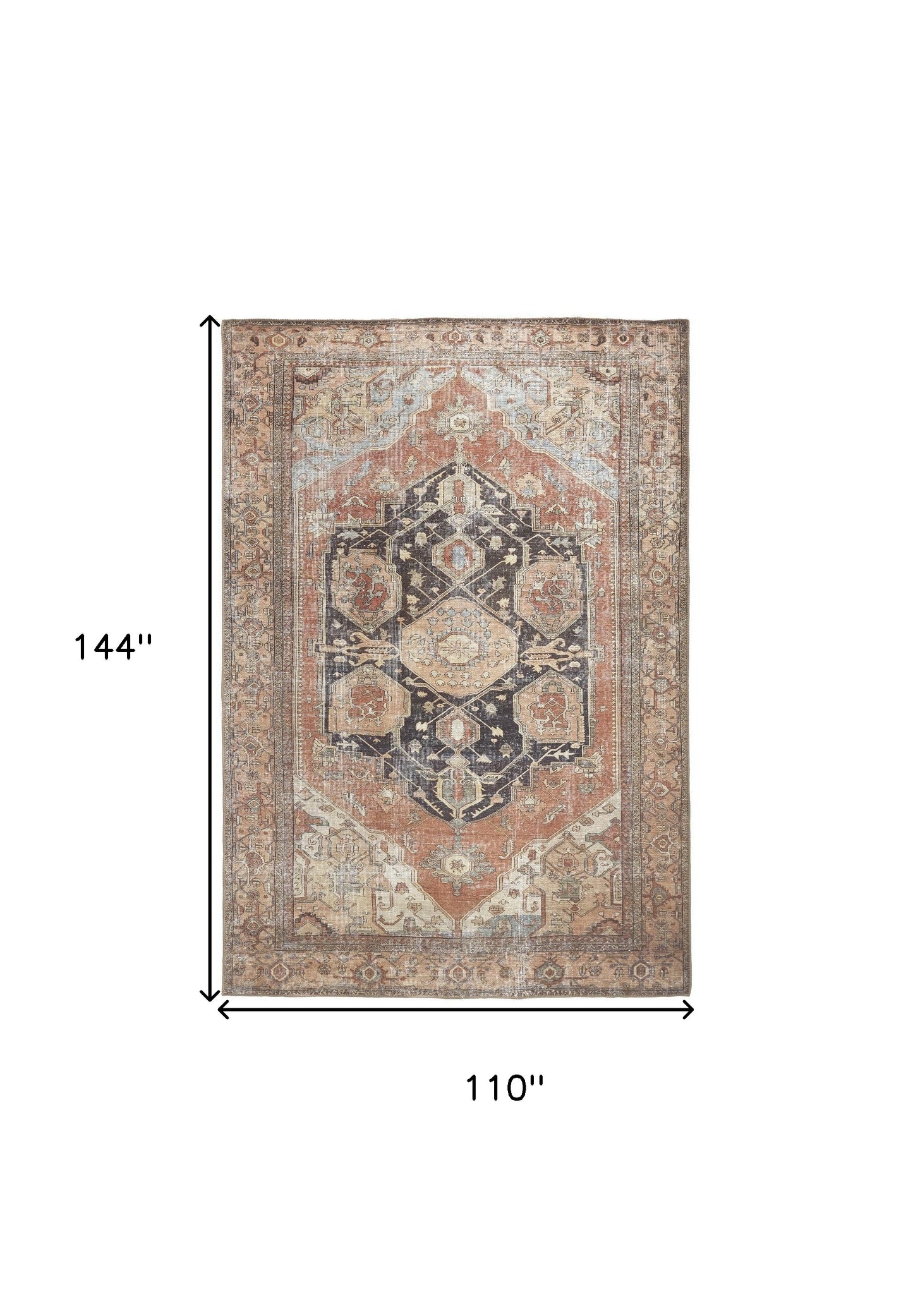 9' X 12' Orange Brown And Taupe Abstract Area Rug - 110.0" (H) x 144.0" (W) x 0.08" (D)