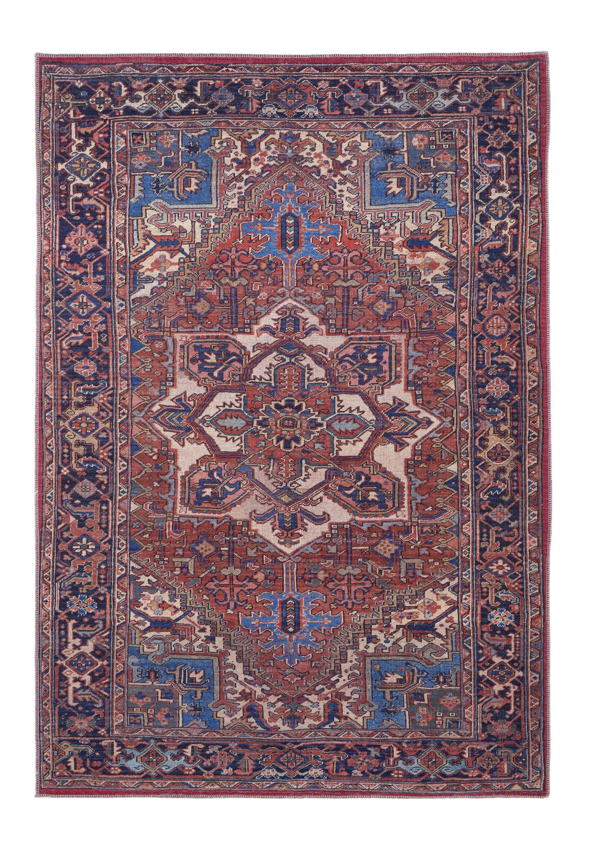 10' X 14' Blue and Red Floral Power Loom Area Rug - 24.0" (L) x 36.0" (W) x 0.24" (H)