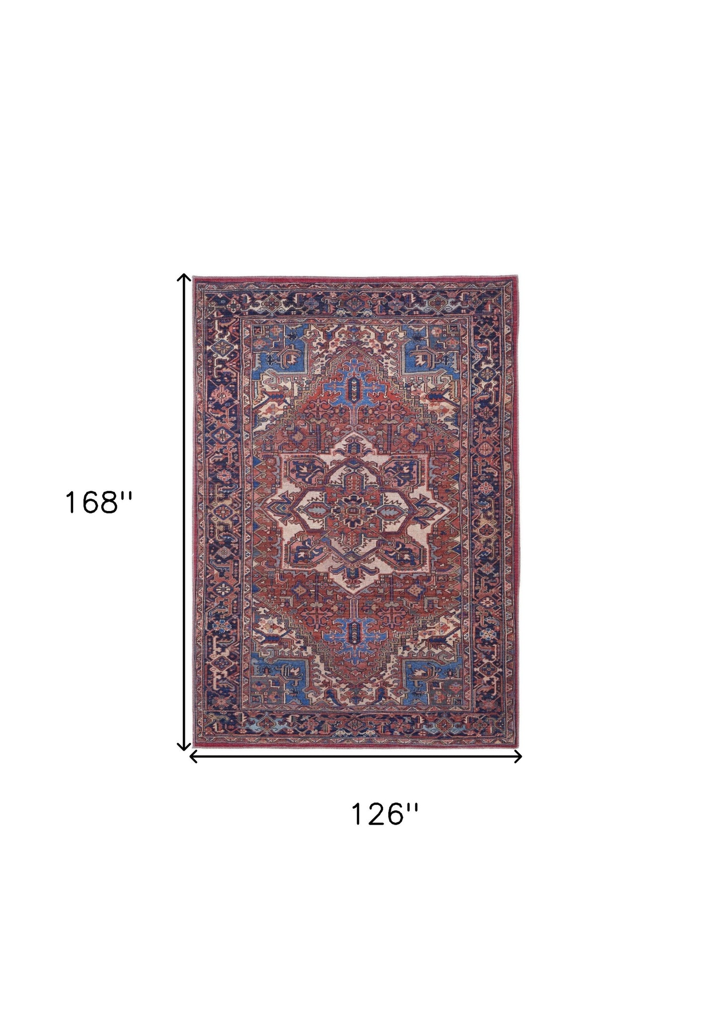 10' X 14' Blue and Red Floral Power Loom Area Rug - 24.0" (L) x 36.0" (W) x 0.24" (H)