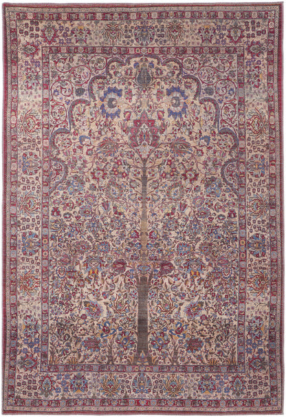 9' X 12' Red Tan And Pink Floral Power Loom Area Rug - 106.0" (H) x 144.0" (W) x 0.24" (D)