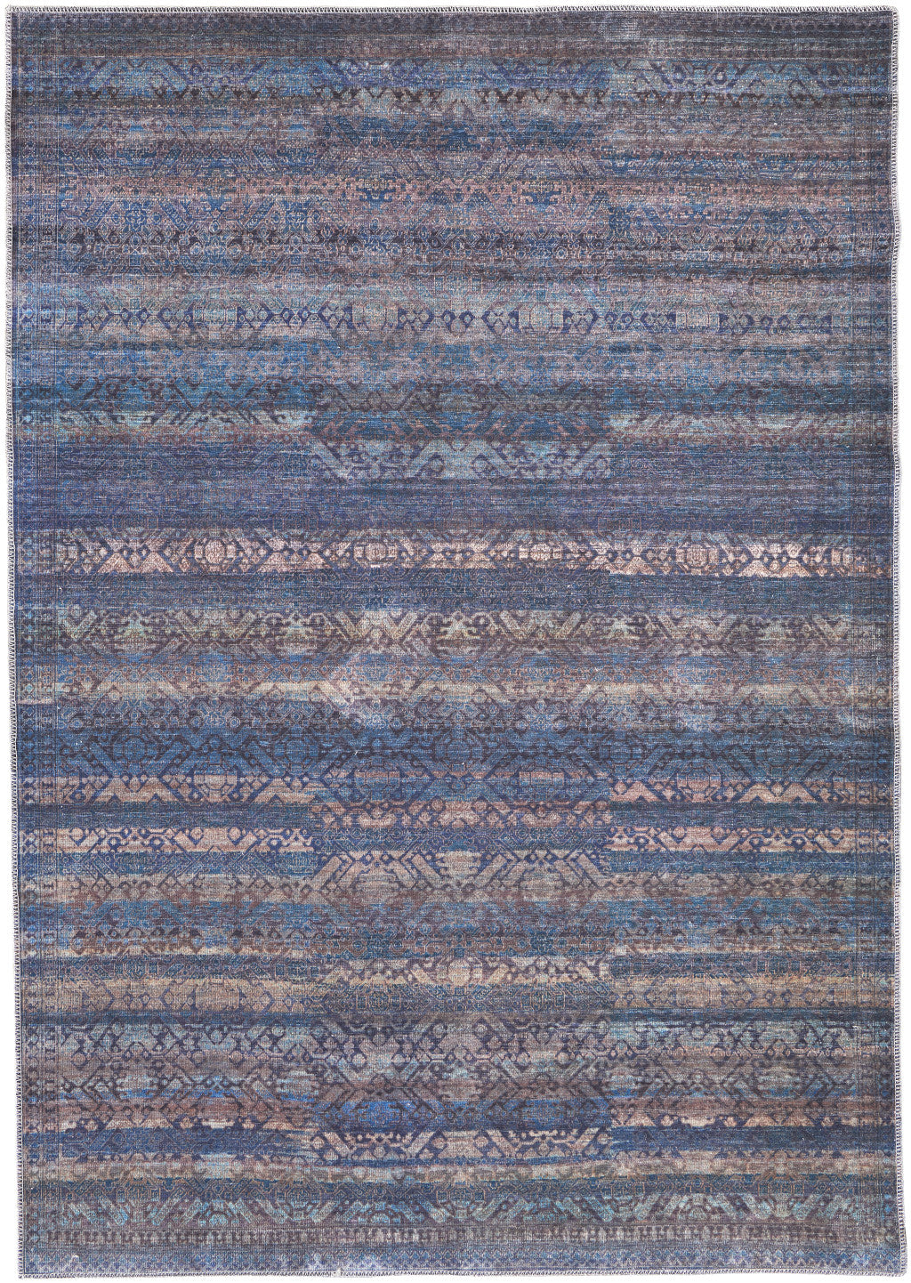 11' X 14' Beige and Blue Oriental Power Loom Area Rug - 24.0" (L) x 35.5" (W) x 1.0" (H)