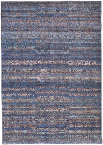 11' X 14' Beige and Blue Oriental Power Loom Area Rug - 24.0" (L) x 35.5" (W) x 1.0" (H)