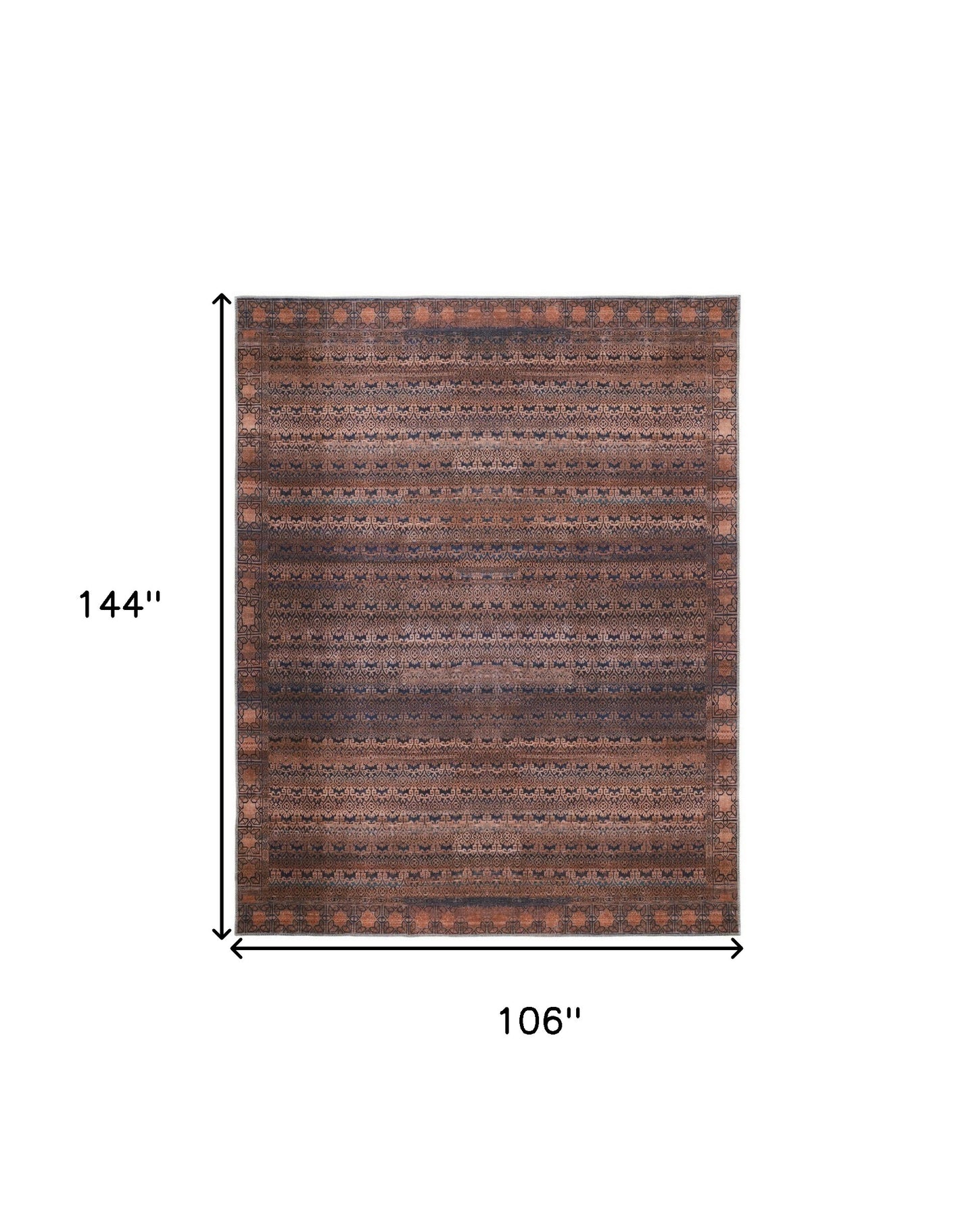 9' X 12' Brown and Tan Floral Power Loom Area Rug - 106.0" (H) x 144.0" (W) x 0.24" (D)