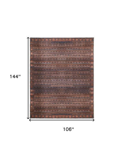 9' X 12' Brown and Tan Floral Power Loom Area Rug - 106.0" (H) x 144.0" (W) x 0.24" (D)