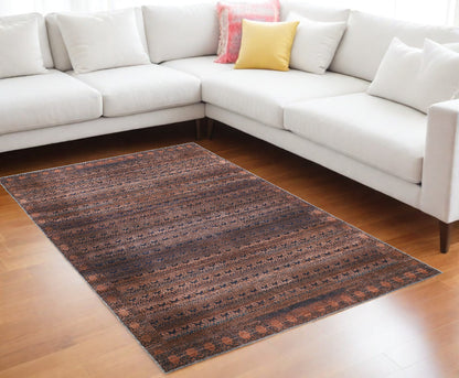 9' X 12' Brown and Tan Floral Power Loom Area Rug - 106.0" (H) x 144.0" (W) x 0.24" (D)