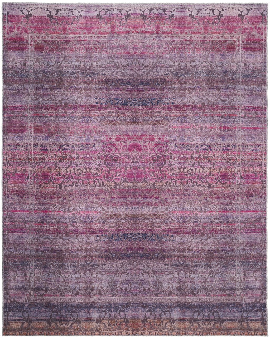 9' X 12' Pink And Purple Floral Power Loom Area Rug - 106.0" (H) x 144.0" (W) x 0.24" (D)