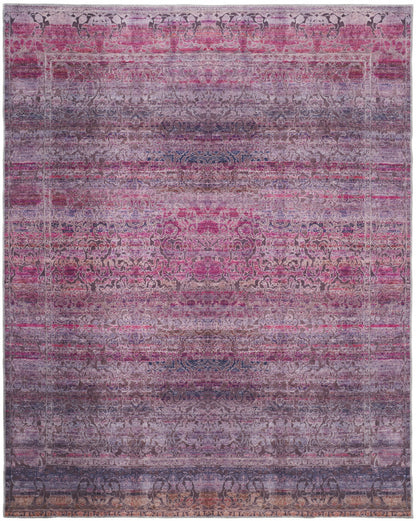 9' X 12' Pink And Purple Floral Power Loom Area Rug - 106.0" (H) x 144.0" (W) x 0.24" (D)