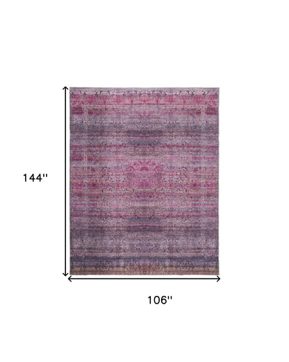 9' X 12' Pink And Purple Floral Power Loom Area Rug - 106.0" (H) x 144.0" (W) x 0.24" (D)