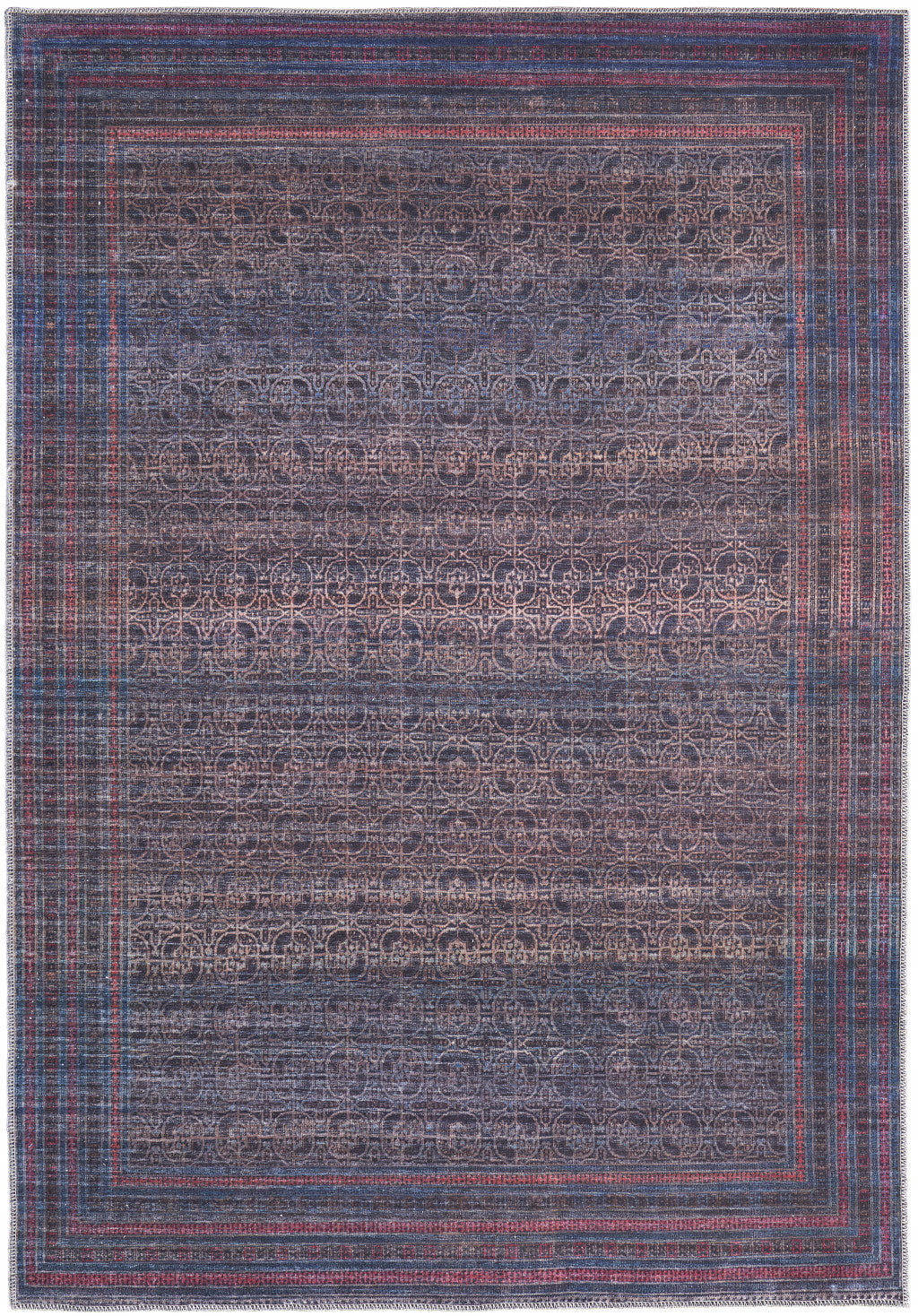 9' X 12' Blue and Ivory Floral Power Loom Area Rug - 106.0" (H) x 144.0" (W) x 0.24" (D)